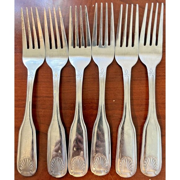 Classic Shell by Winco TOULOUSE Stainless Steel Fork Set Of 6 - Picture 1 of 7